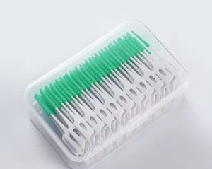 Interdental silicone toothpick brush